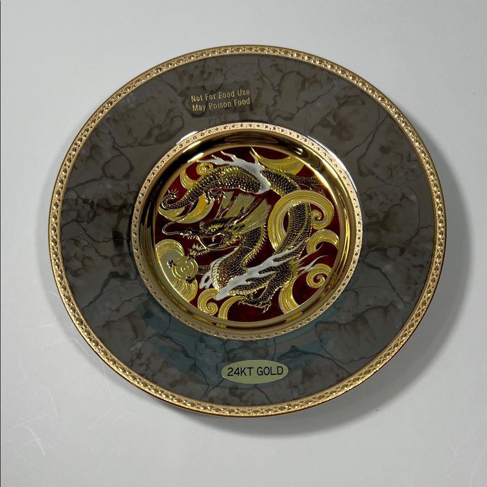 The Art of Chokin 24KT Gold Dragon Decorative Plate
